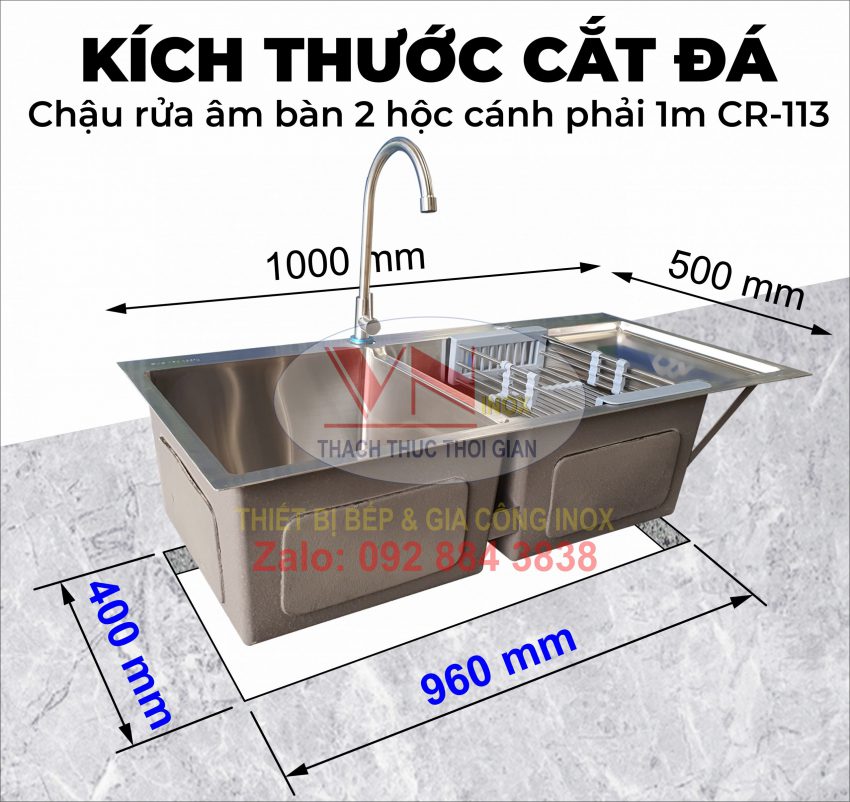 Kích thước mặt đá cần cắt