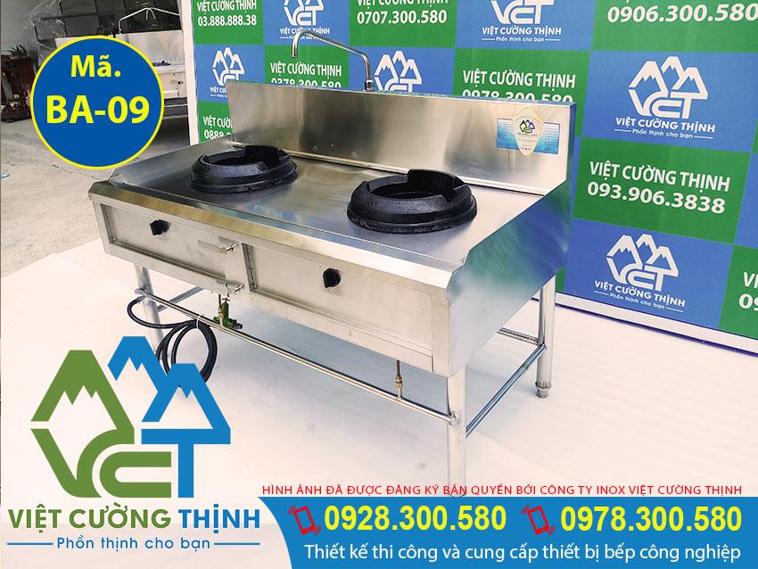 Thiết bị bếp á 2 họng đốt, bếp á 2 họng công nghiệp, bếp inox 2 họng cho nhà hàng (Ảnh thực tế tại Việt Cường Thịnh).