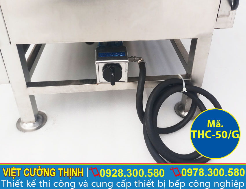 Đường ống dẫn gas Tủ nấu cơm công nghiệp, Tủ nấu cơm 50kg bằng gas sản xuất Việt Cường Thịnh.