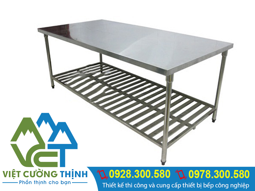 Bàn sơ chế inox, bàn ăn inox, bàn inox có kệ dưới, bàn chế biến thực phẩm inox.