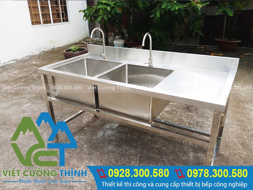 chậu rửa đôi inox công nghiệp
