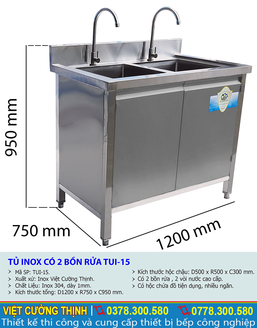 Kích thước tủ chén inox 2 ngăn | Đơn vị cung cấp sản phẩm tủ đựng chén bát bằng inox 304 uy tín