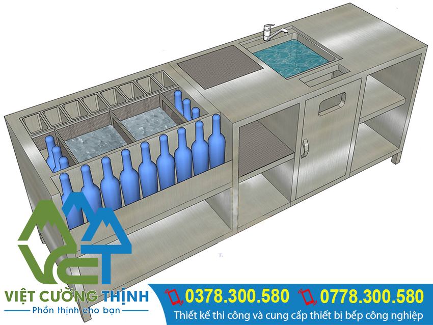 Quầy pha chế inox, quầy trà sữa inox