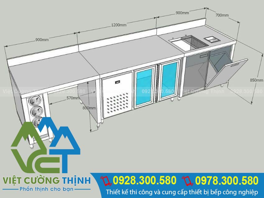 Quầy bar trà sữa inox 304