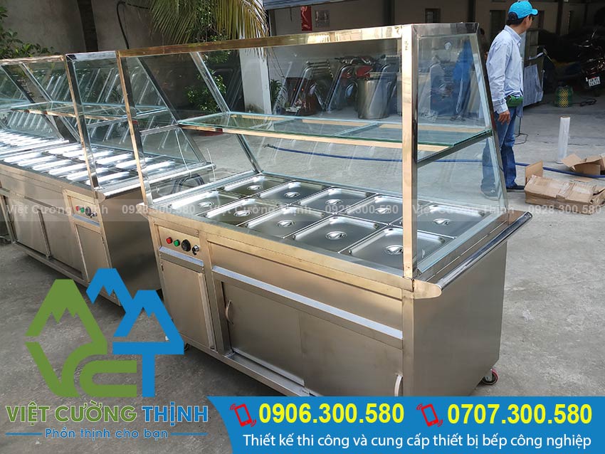 Tủ hâm nóng thức ăn 10 khay có mái kính