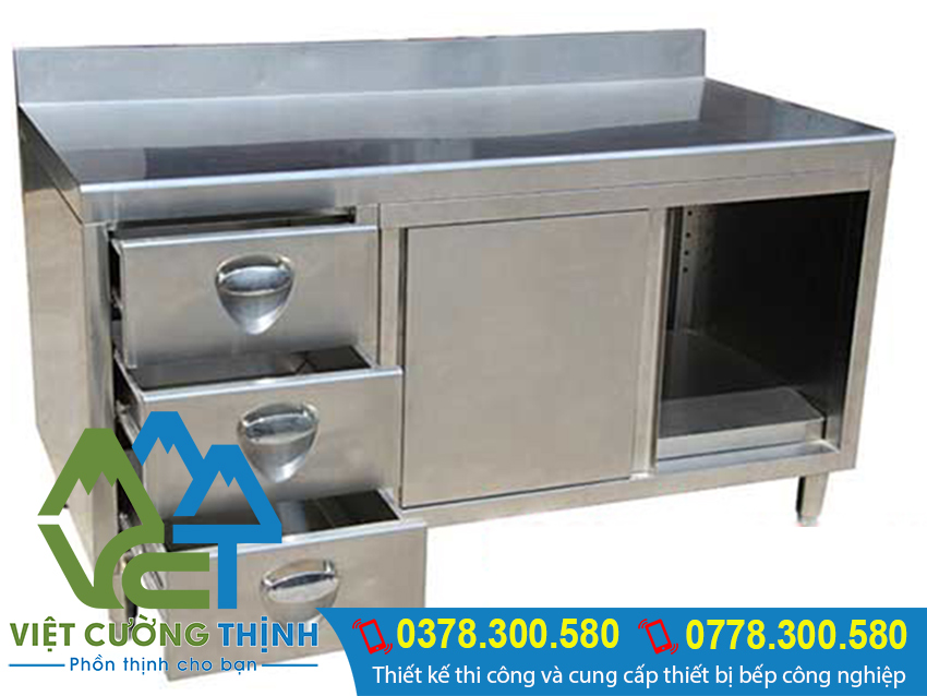 Tủ chén inox có hộc kéo