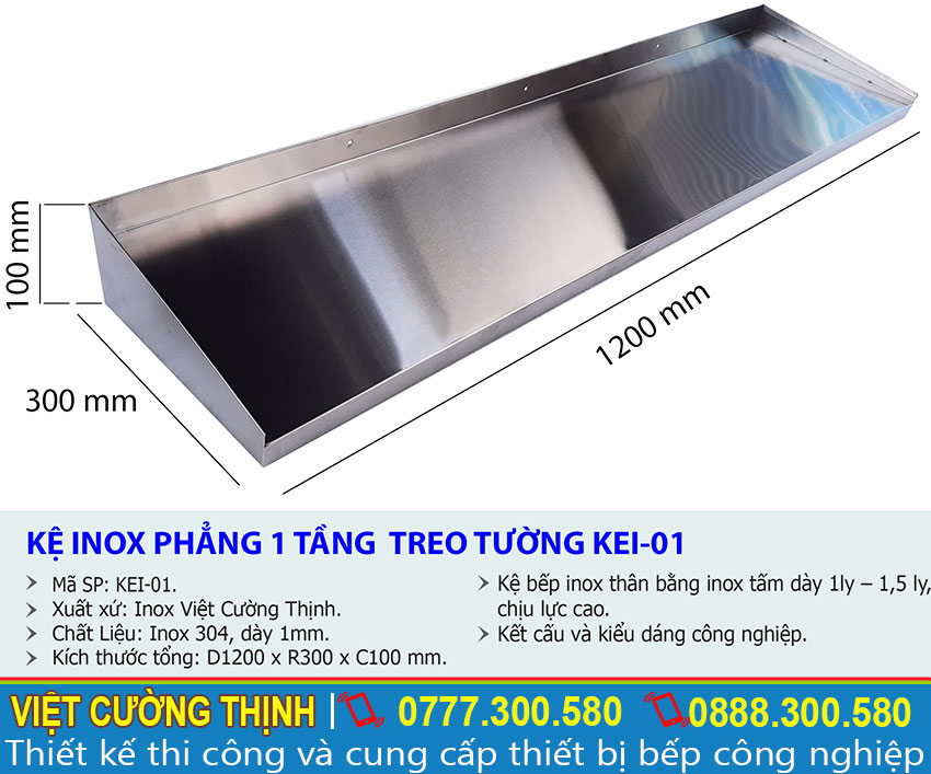 Kích thước kệ inox nhà bếp, kệ đựng chén bát bằng inox, kệ úp ly treo tường KEI-01