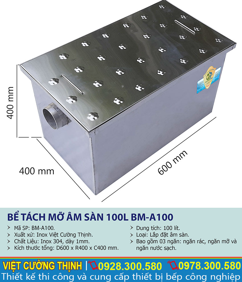 Thông số kỹ thuật Bể tách mỡ inox | bẫy mỡ | bẫy mỡ inox| bể tách dầu mỡ inox |bể tách mỡ