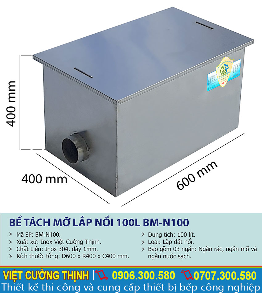 Thông số kỹ thuật Bể tách mỡ inox | bẫy mỡ | bẫy mỡ inox| bể tách dầu mỡ inox |bể tách mỡ