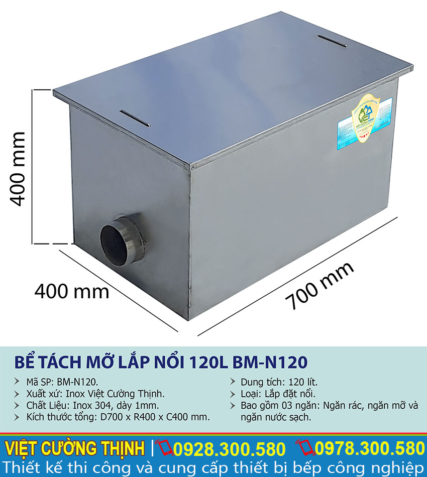 Thông số kỹ thuật Bể tách mỡ inox | bẫy mỡ | bẫy mỡ inox| bể tách dầu mỡ inox |bể tách mỡ