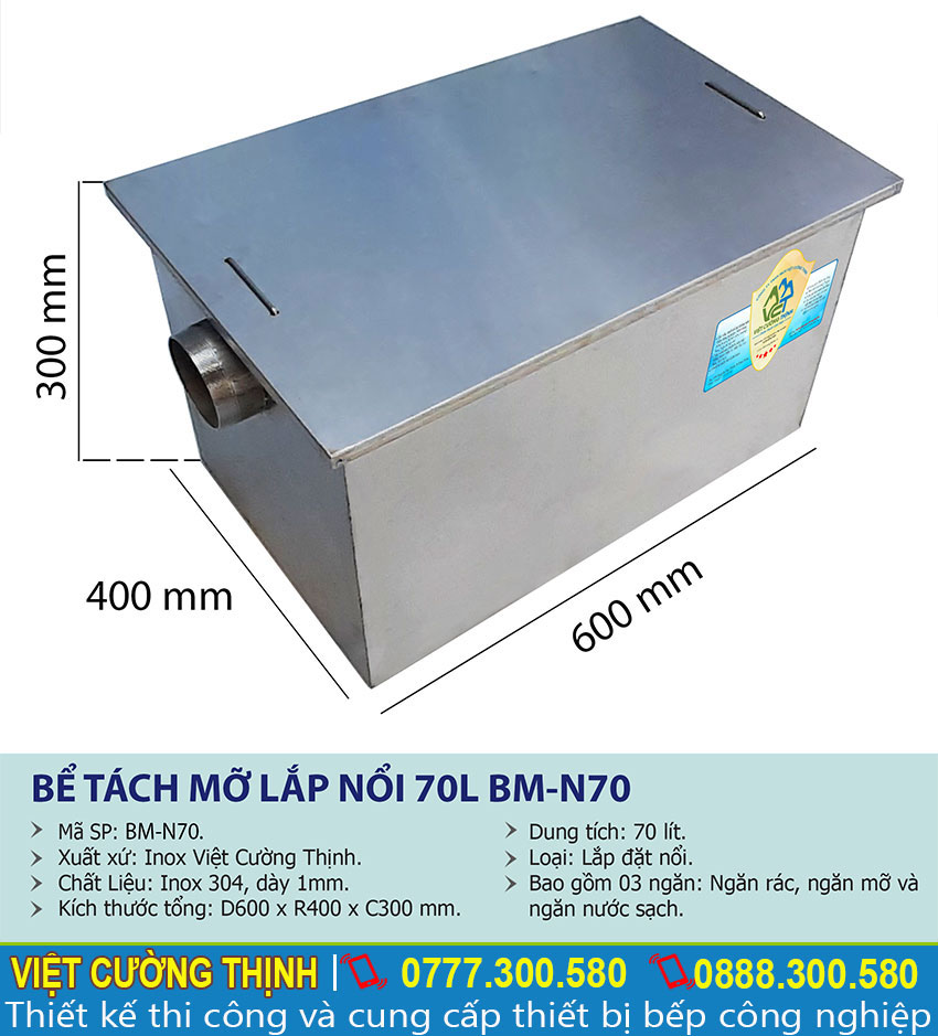 Thông số kỹ thuật Bể tách mỡ inox | bẫy mỡ | bẫy mỡ inox| bể tách dầu mỡ inox |bể tách mỡ