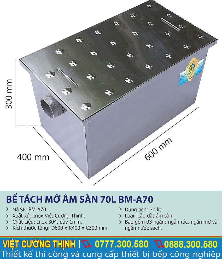 Thông số kỹ thuật Bể tách mỡ inox | bẫy mỡ | bẫy mỡ inox| bể tách dầu mỡ inox |bể tách mỡ