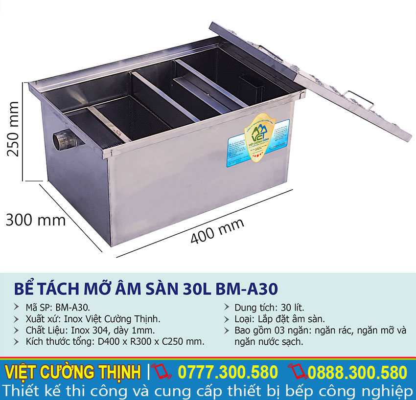 Thông số kỹ thuật Bể tách mỡ inox | bẫy mỡ | bẫy mỡ inox| bể tách dầu mỡ inox |bể tách mỡ