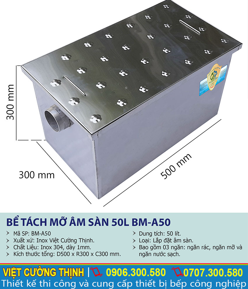 Thông số kỹ thuật Bể tách mỡ inox | bẫy mỡ | bẫy mỡ inox| bể tách dầu mỡ inox |bể tách mỡ