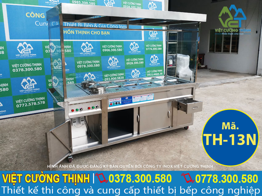 Tủ hâm nóng thức ăn 10 khay -2 nồi TH-12 sản xuất Inox Việt Cường Thình.
