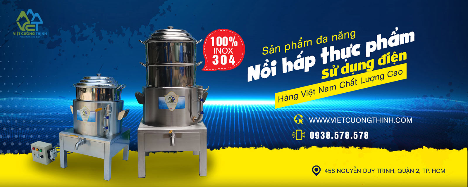 Nồi hấp thực phẩm bằng điện công nghiệp đến từ thương hiệu Việt Cường Thịnh.