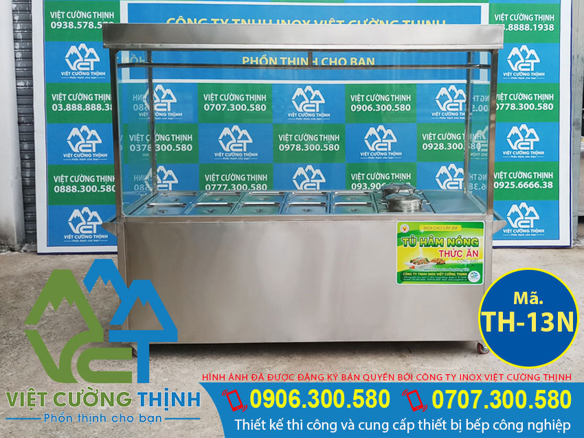 Tủ hâm nóng thức ăn, tủ giữ thức nóng thức ăn, quầy hâm nóng thức ăn inox cao cấp sản xuất Inox Việt Cường Thịnh.