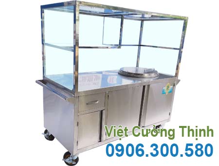 Xe bán phở inox, tủ bán phở inox, xe đẩy bán phở có nồi điện sản xuất Inox Việt Cường Thịnh.