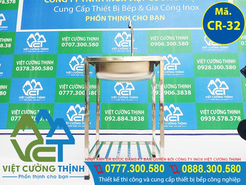 Bồn rửa chén đơn gia đình, chậu rửa inox gia đình 1 hố sản xuất Inox Việt Cường Thịnh.
