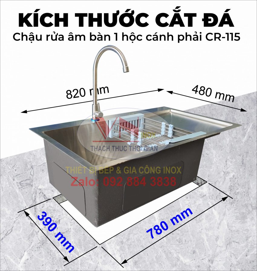 Kích thước mặt đá cần cắt